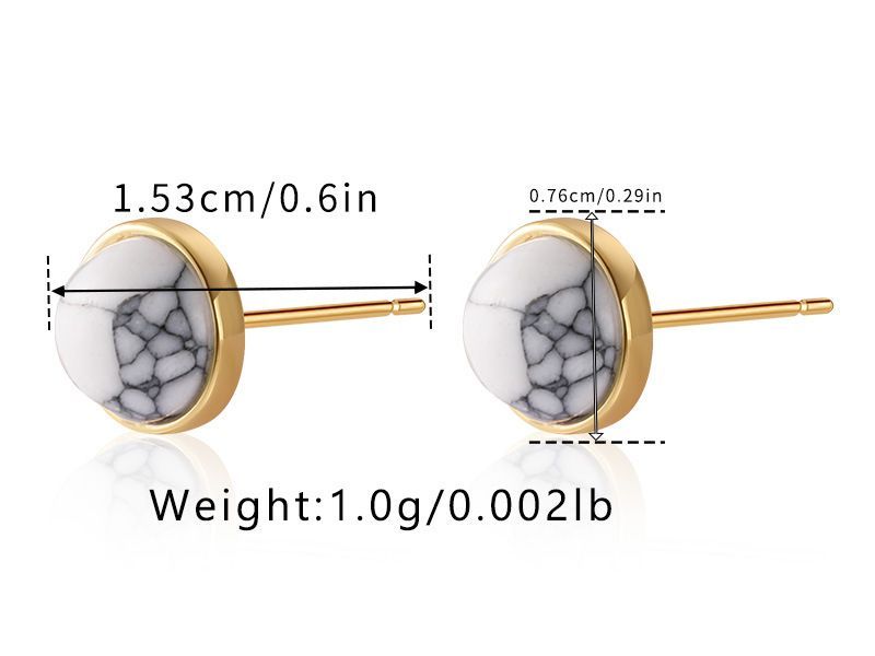 Kleiner Naturstein Messing vergoldet mit K Echtgold, Hochwertige Türkis Ohrringe, Süßwasserperlen Ohrringe_voghion.com