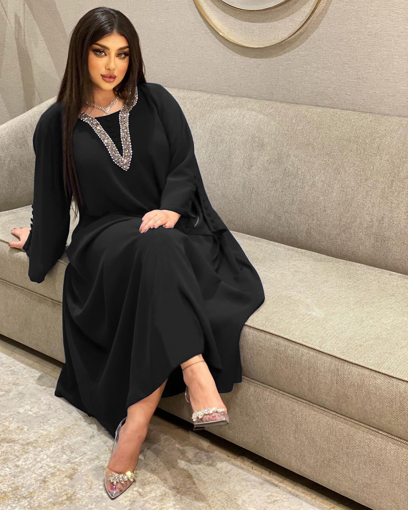 Muslimische Abaya Mit Seilstickerei, Damenrobe, Traditionell, Moderne, Wunderschön, Ramadan_voghion.com