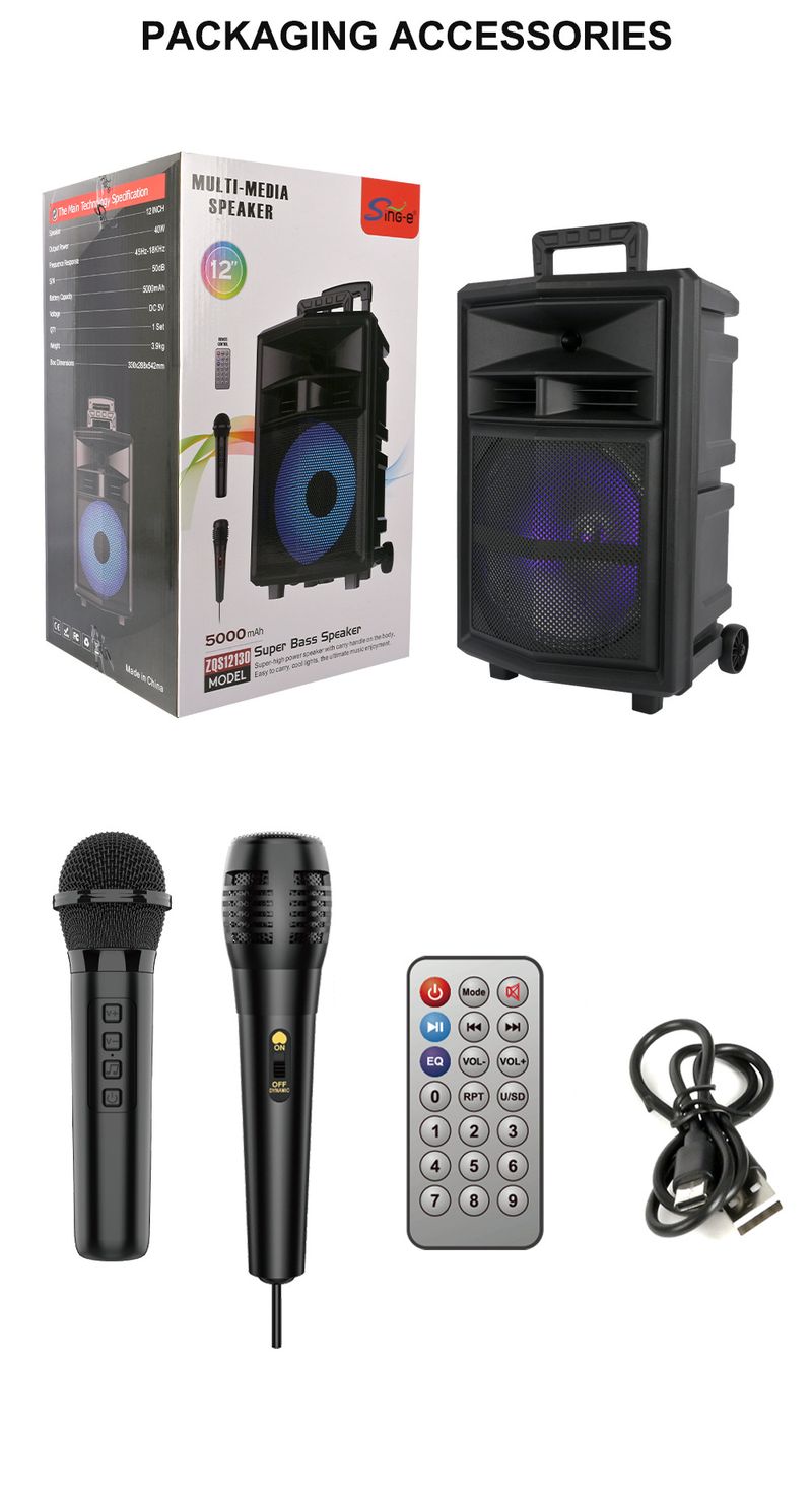 ZQS12130 suure võimsusega välitantsu helikaraoke mobiilne varraskõlar_voghion.com