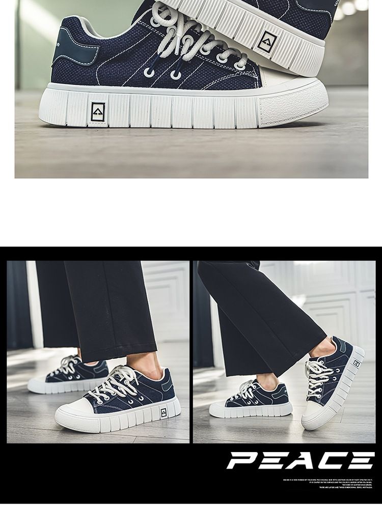 Men's 2024 Spring and Autumn new men's casual versatile sports thick soled wear-resistant breathable canvas shoes_voghion.com
