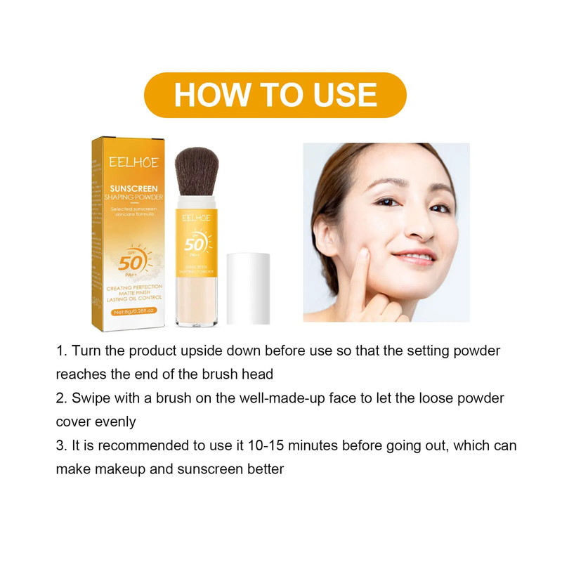 Spf50 Protezione solare in polvere in polvere Protezione solare Protezione della pelle Impermeabile Pori invisibili Bloccante solare Illumina il controllo del petrolio Polvere per il trucco_voghion.com