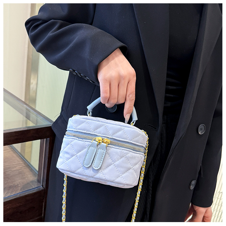 2024 Nuovo Mini portatile da donna a spalla singola Crossbody Rossetto PU Versatile Lingge Piccola borsa a catena profumata_voghion.com