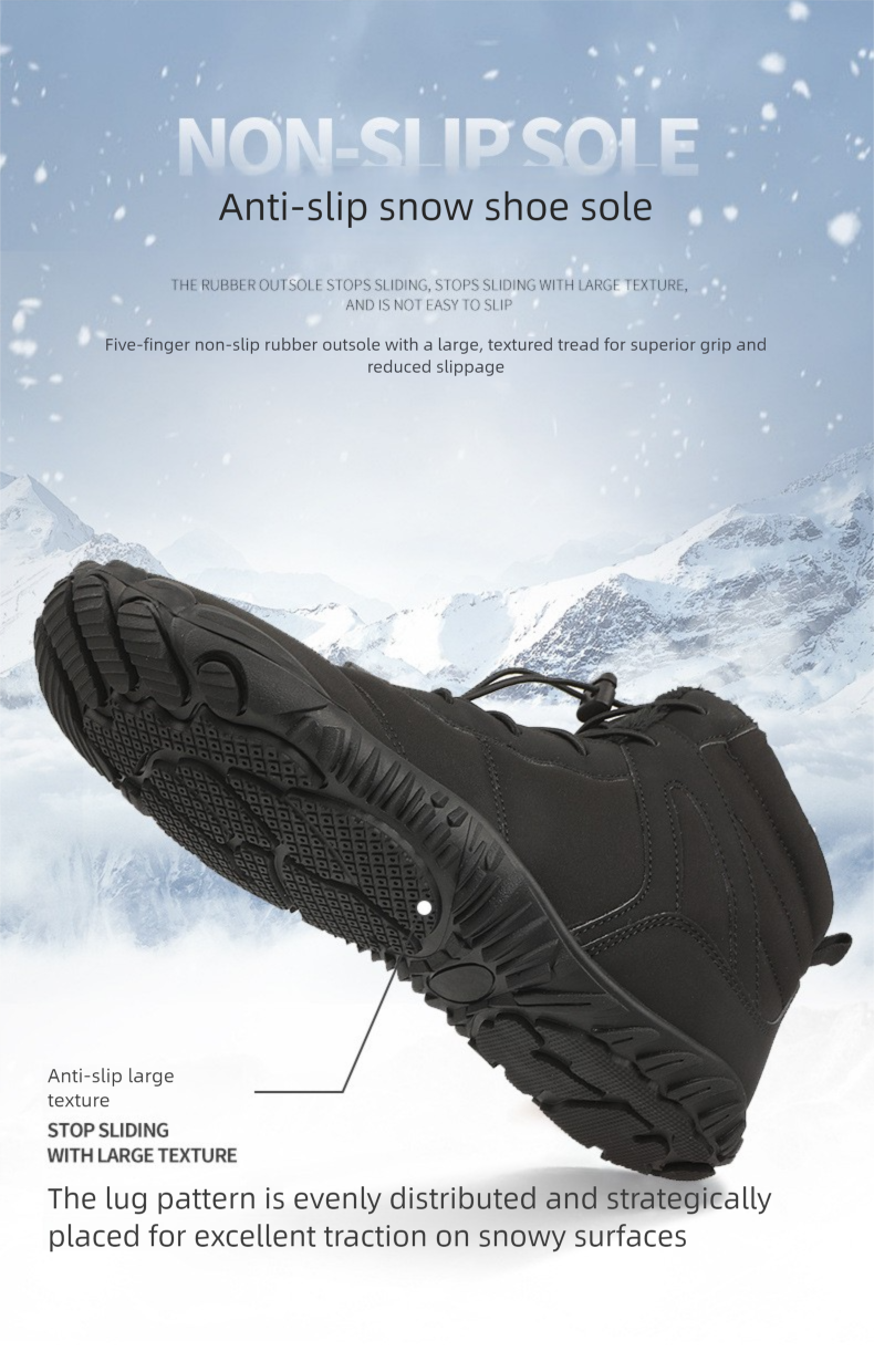 Cross-Border New Fleece-Lined Outdoor Men, Thickened Cold-Proof Five-Toe Shoes For Women, Couples' Large Size_voghion.com