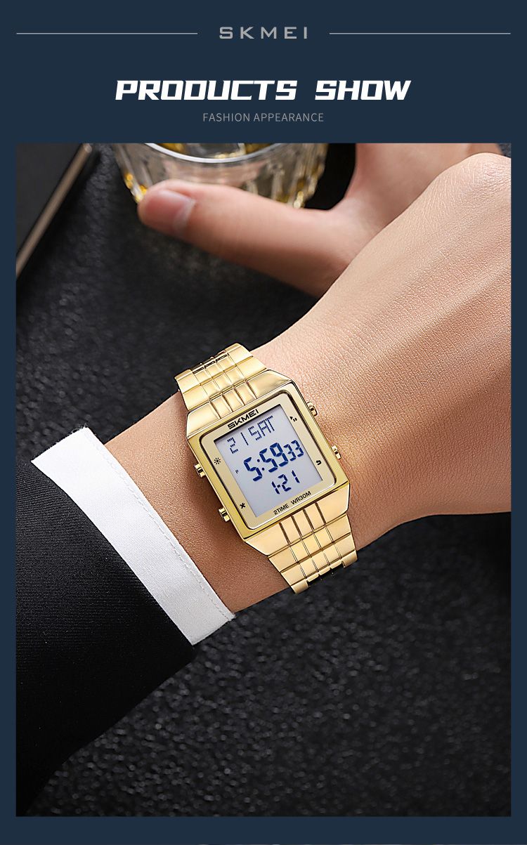 Digitale Uhr Mode Elektronische Uhren Für Herren Frauen Wasserdicht Edelstahl Streifen Stoppuhr Armbanduhr Reloj Hombre_voghion.com
