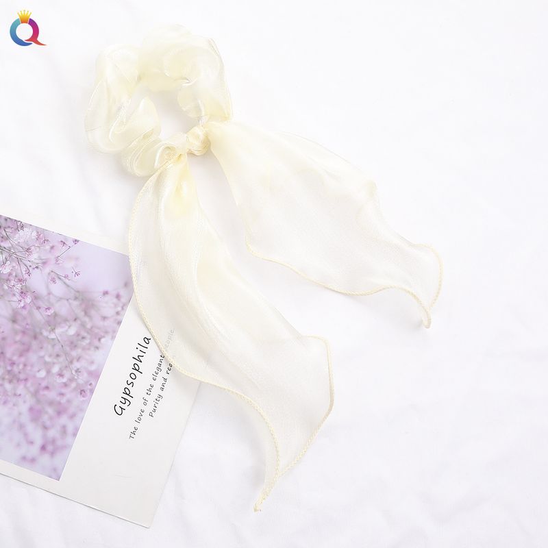 Elástico de cabelo com fita de cetim - Acessórios de cabelo com laço elegante para mulheres (cor sólida, ajustável, antiderrapante)_voghion.com