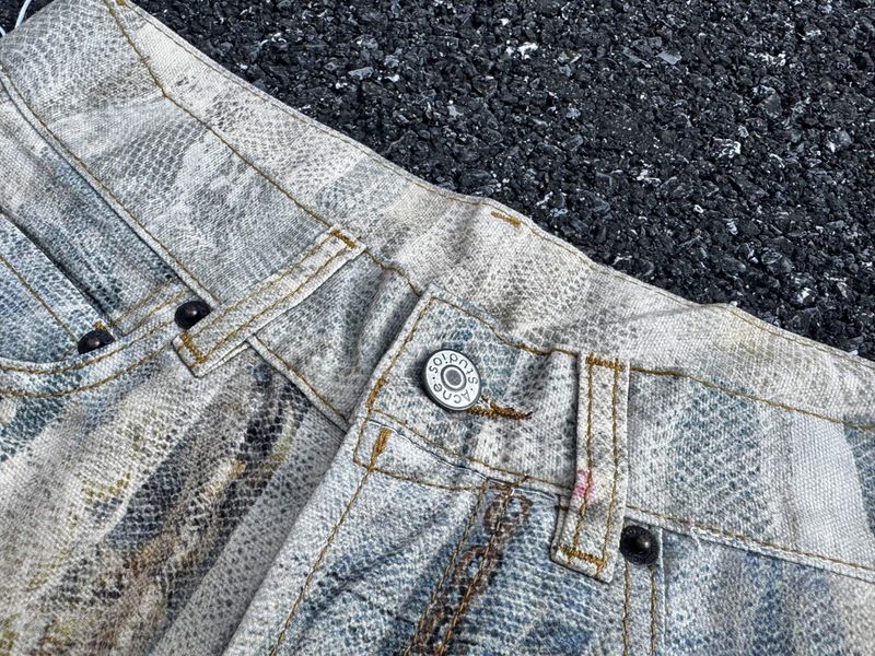 Dantel ve İnci Zincirli, Düşük Bel, Geniş Paça Erkek Kot Pantolon - 3D Baskılı Çiçekli Kot Pantolon, Günlük Kıyafetler İçin Hip-Hop Sokak Giyimi_voghion.com
