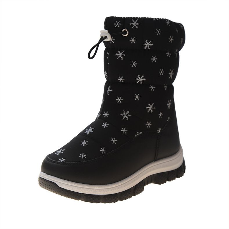 Winter Kinder Mädchen Schneeflocke Hohe Schneestiefel Warm Plüsch Dickbesohlte Knöchellang Lässig Weichbesohlte Rosa Baumwollstiefel_voghion.com