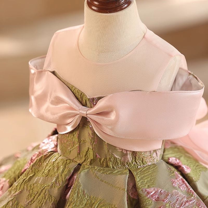 Abito da principessa smeraldo per bambina - Elegante abito verde per compleanni e spettacoli al pianoforte_voghion.com