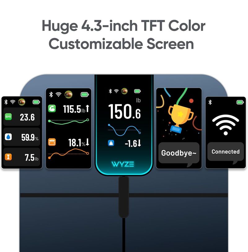 WYZE Ultra, display a colori intelligente da 4,3", bilancia digitale per la composizione della massa muscolare del peso corporeo, Wi-Fi e wireless_voghion.com