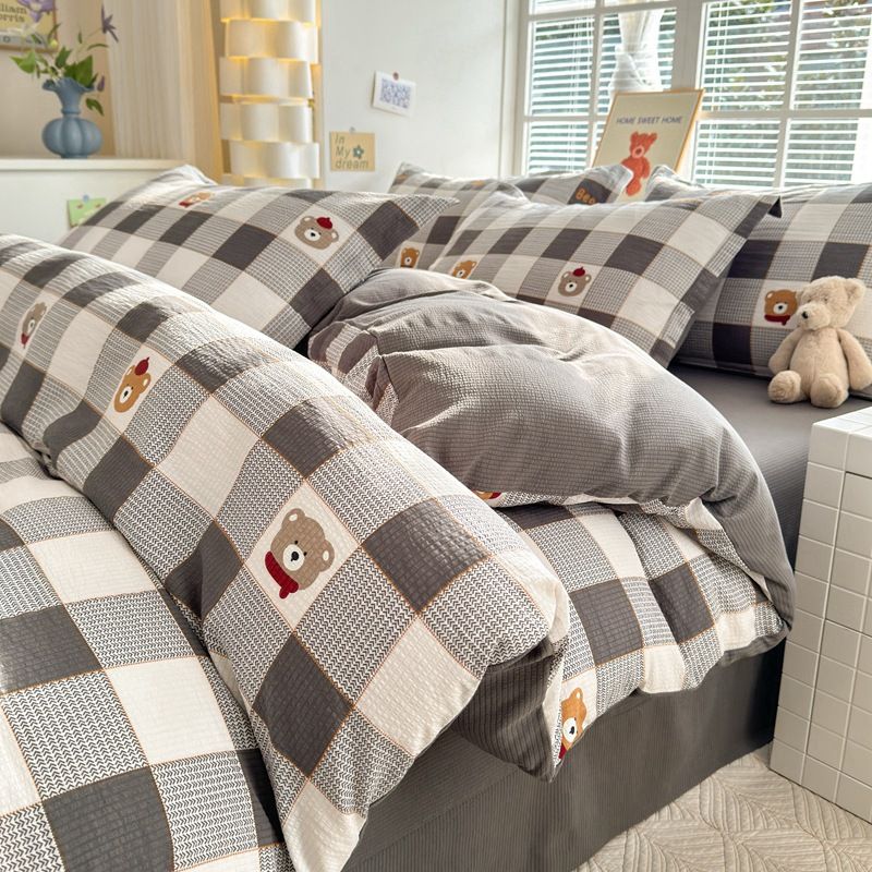 Set di quattro pezzi in cotone jacquard super morbido di classe A, adatto alla pelle di neonati e bambini, traspirante e assorbente._voghion.com