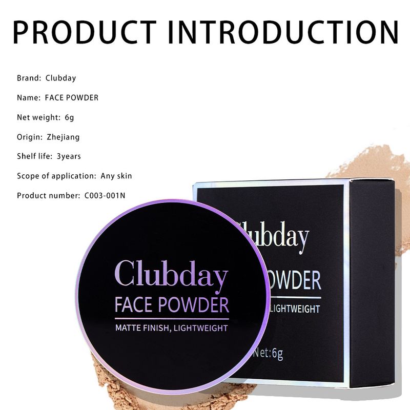 Powder Clubday Gesichts-Concealer-Make-up, Ölkontrolle, Fixierpuder, matt, langanhaltend, schweißfest, Nude-Make-up, Konturpuder, loser Puder_voghion.com