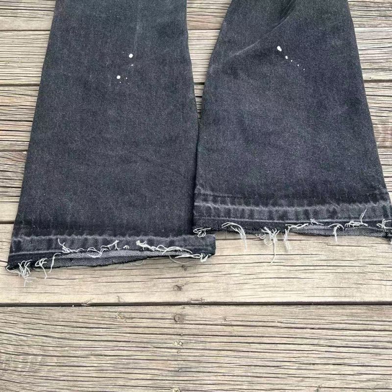 Men's Clothing Washed Ink Splashed Flared Jeans Trendy Retro Trousers_voghion.com