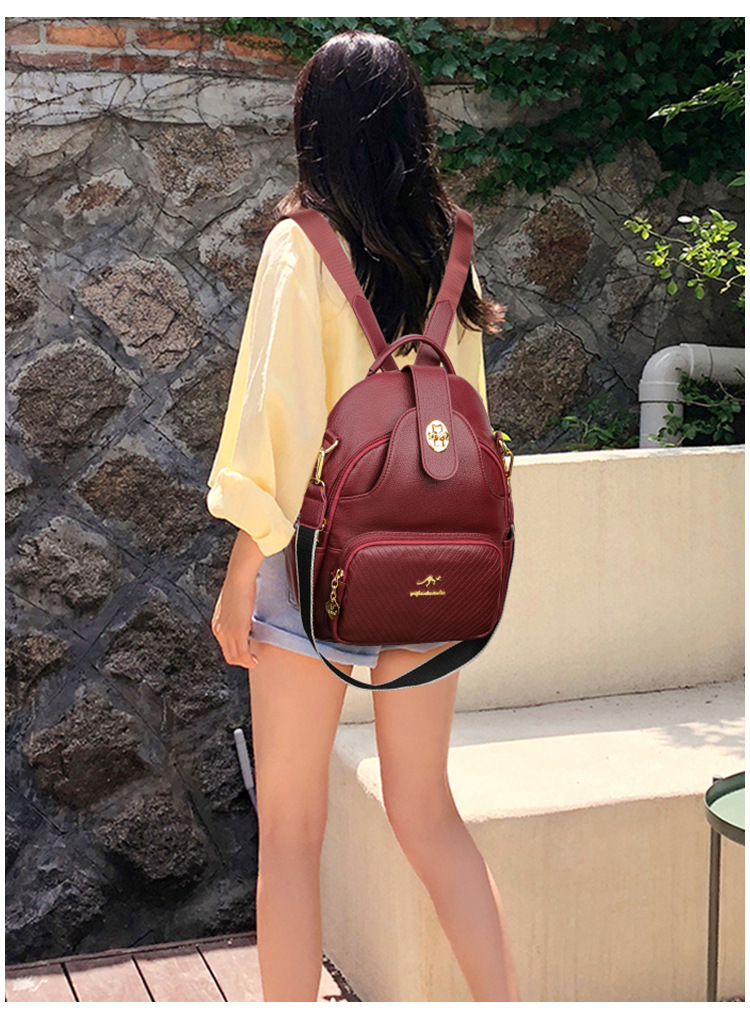 2024 New Soft Leather Backpack For Women's Fashion Leisure Large Capacity Multi Functional Backpack Versatile Outgoing Backpack_voghion.com