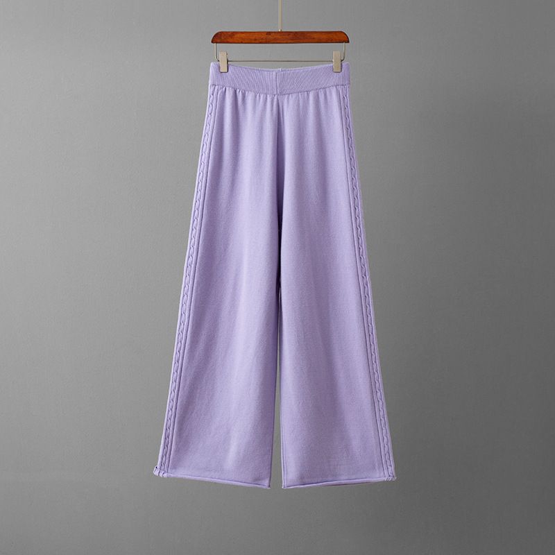 Elegante set di maglione e pantaloni in maglia - Completo casual a righe con pullover a maniche lunghe e pantaloni in morbida miscela di viscosa, versatile per l'ufficio e per tutti i giorni_voghion.com