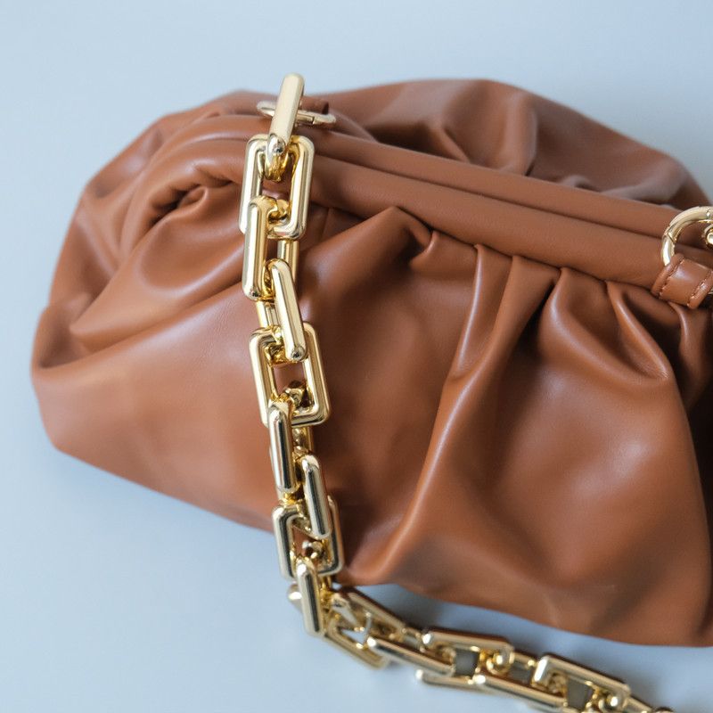 Fashion Internet Celebrity Style Gold Versatile Thick Cloud Handbag Shoulder Underarm Bag Chain Crossbody Strap_voghion.com