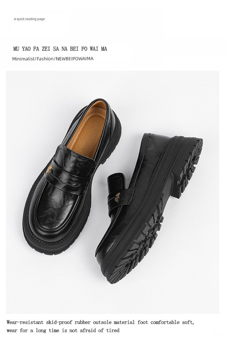 Women's Thick-Soled Loafers Spring 2025 New Genuine Soft Bottom Chunky Heel Lazy Slip-on Single-Layer British Style_voghion.com