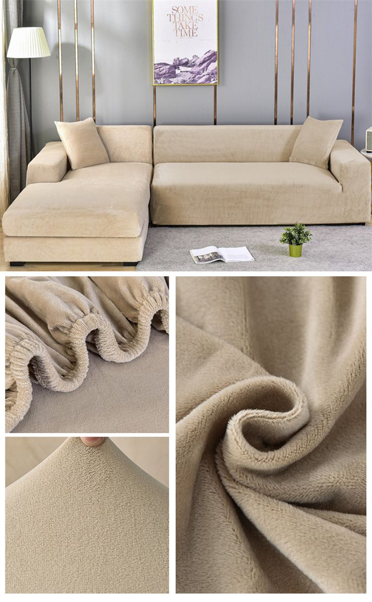 Wohnmöbel Silberfuchs Plüsch Sofabezug Komplettpaket hochelastisches Sofakissenbezug Heimstoff superweich Sand heißer Verkauf_voghion.com