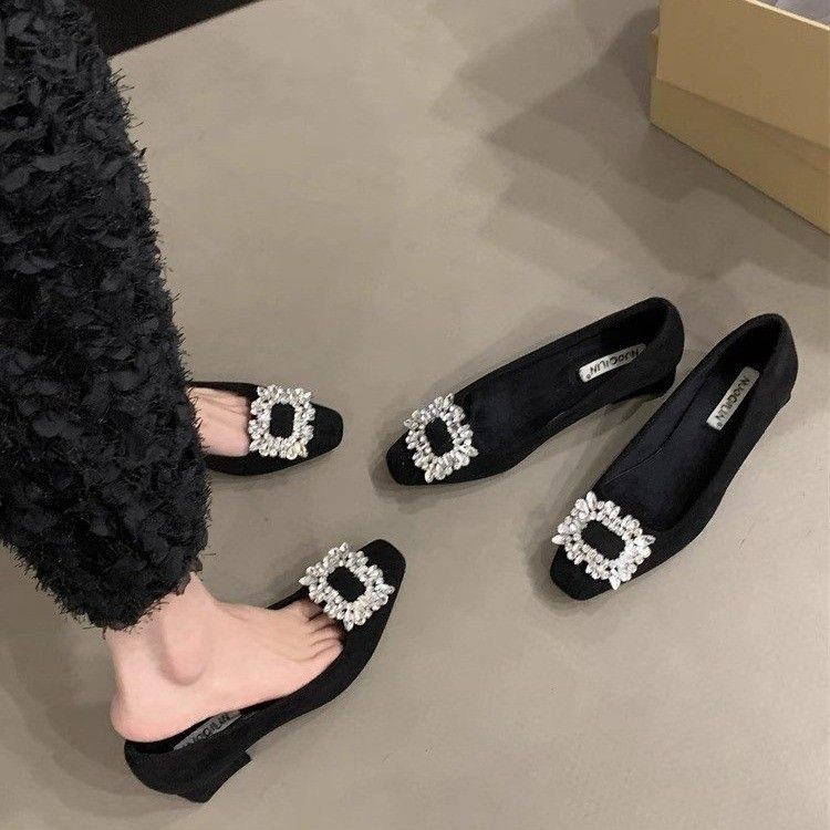Grob Neue Frühling Square Head Wasser Diamant Mary Jane High Heel Stil Professionelle Arbeit Pendler Einzelschuhe_voghion.com