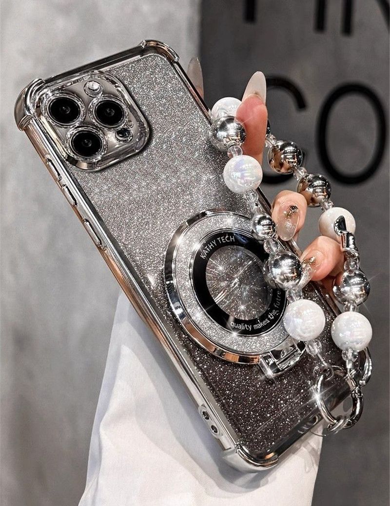Luxury Bead Bracelet Ring Shockproof Case For Huawei Nova 13 Pro 12 11 10 9 8 7 6 5 Pro SE Silicone Glitter Stand Holder Cover_voghion.com