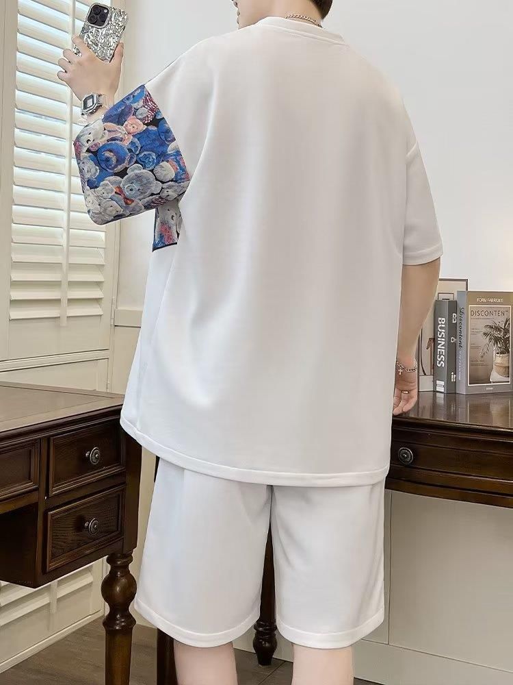 Teenage Clothing waffle sports casual suit teenagers loose matching handsome contrast color two-piece suit_voghion.com