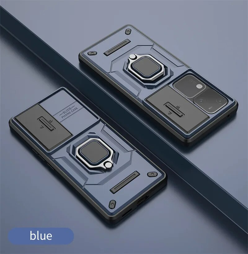 Slide Lens Camera Armor Case für Vivo V30 Pro 5G Schutzhülle mit Ring-Autohalter Shell Coque Fundas Capa_voghion.com