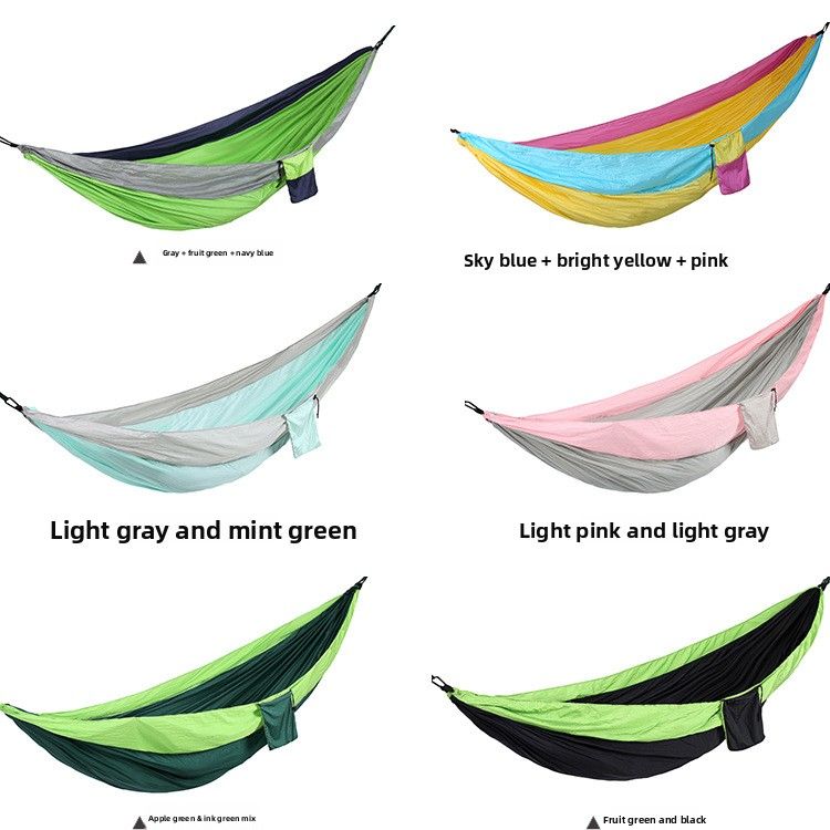 Outdoor Nylon Parachute Fabric Hammock Single Double Camping Cycling Indoor Leisure Swing Hanging Chair Shi Yi_voghion.com