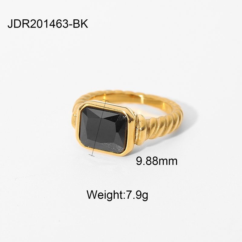 Anello rettangolare in zircone rosa smeraldo in acciaio inossidabile, gioielli con anello a spirale attorcigliato croissant da donna_voghion.com