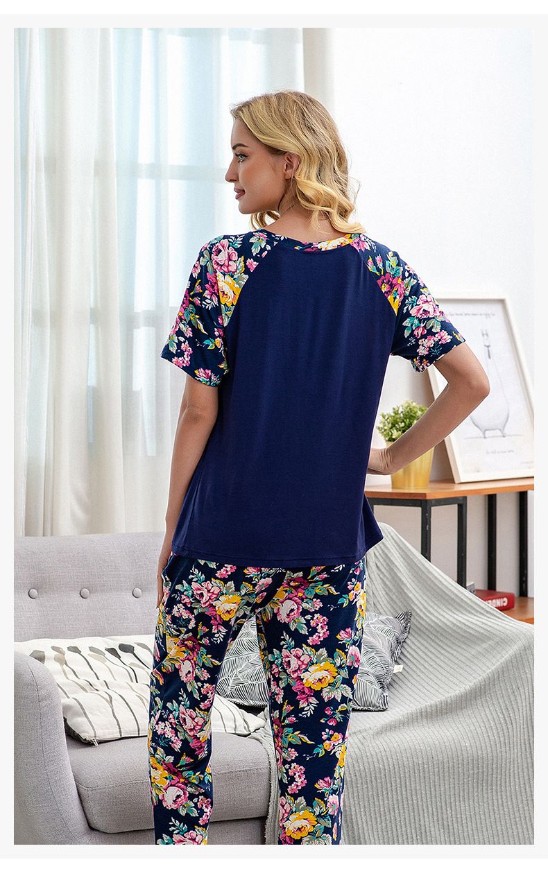 Pigiama da donna in cotone lavorato a maglia, tinta unita, stampato, taglie forti, multi-taglie_voghion.com