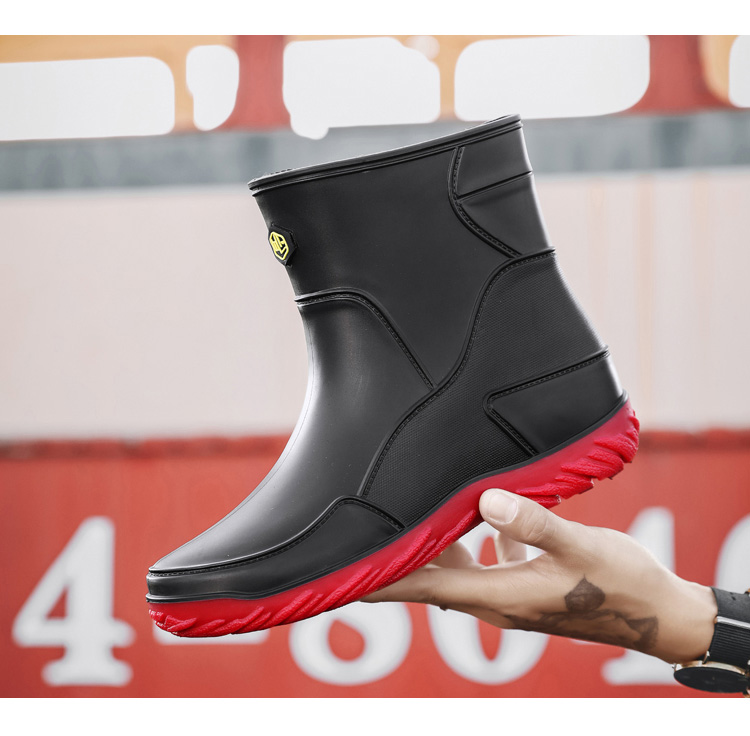 Men Non Slip Waterproof Rubber Work Boots Rain Boots _voghion.com