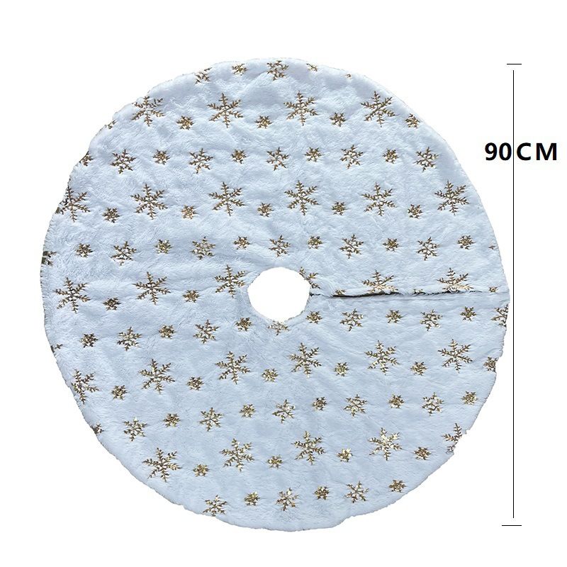 Elegant Glitter Christmas Tree Skirt With Snowflake & Faux Fur Trim – 90cm & 120cm Options In Gold & Silver_voghion.com