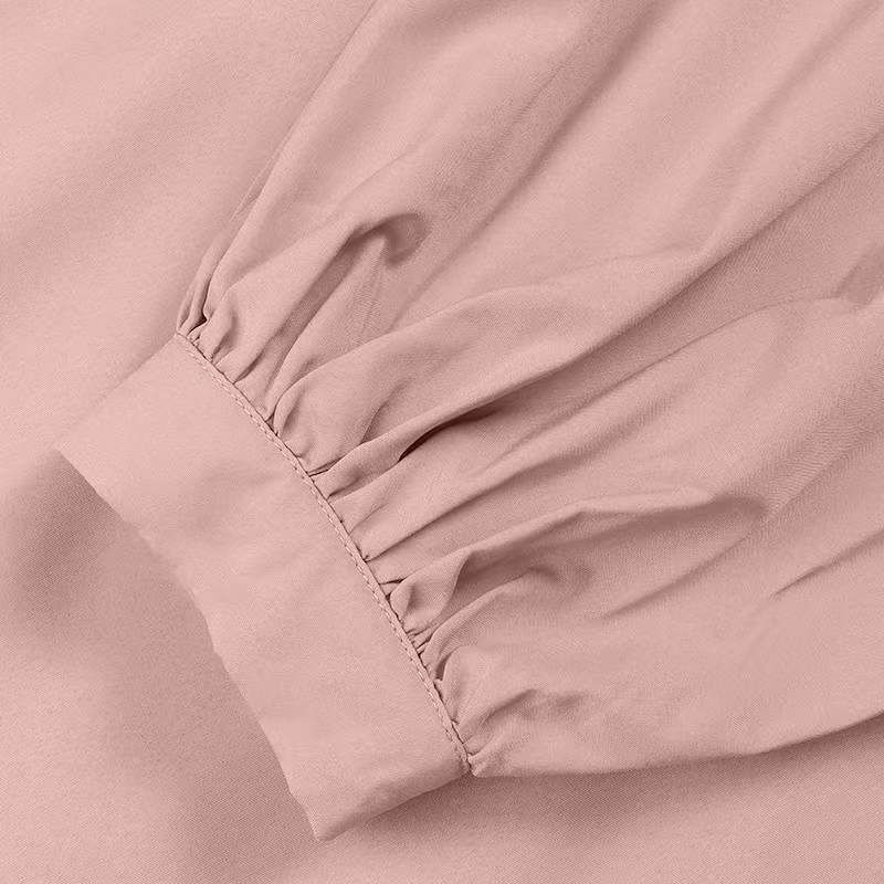 Damenbekleidung Mode Laterne Ärmel Taille Hüfte Rundhals Langarm Damenkleid_voghion.com