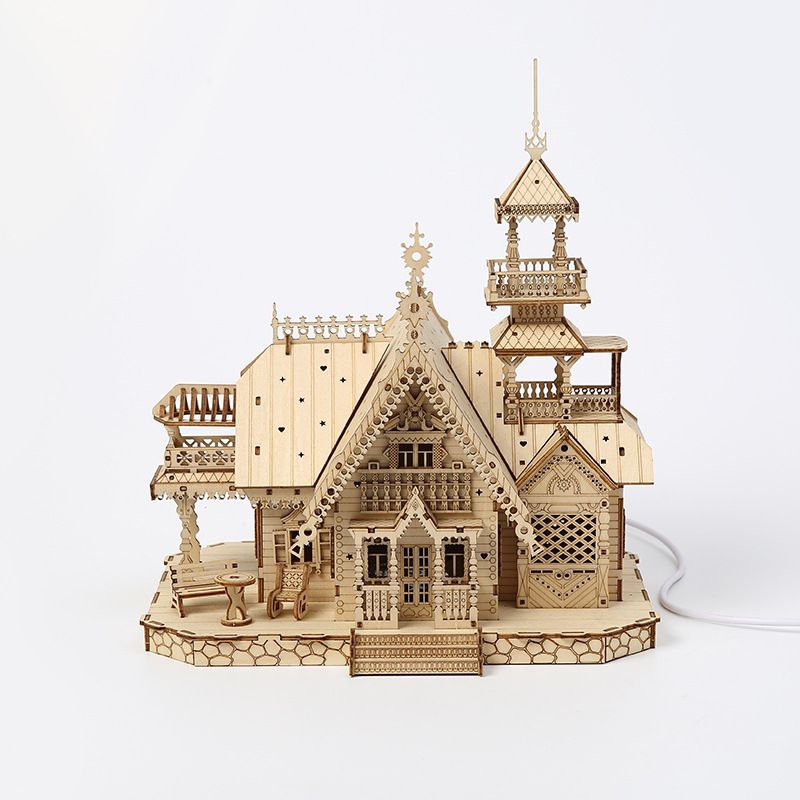Novo quebra-cabeça tridimensional 3D brinquedos de madeira para crianças, brinquedos de montagem educacional DIY villa criativa_voghion.com