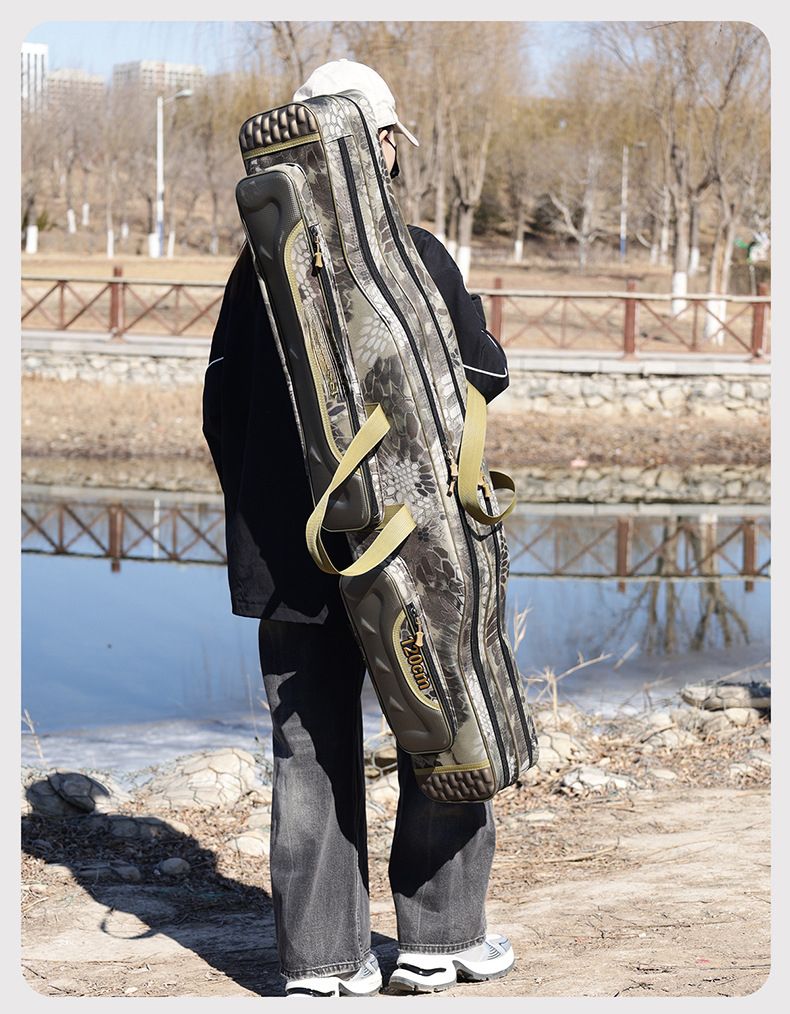 Zaino da pesca a doppia spalla con motivo a squame di drago ispessito, multifunzionale, grande capacità, borsa per canna da pesca con pancia grande_voghion.com