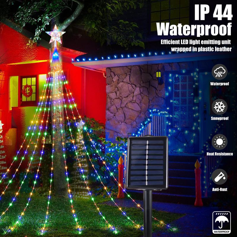 Christmas Pentagram Waterproof String Light Solar Outdoor Festivals Decorations 3M/2M Led Fairy Lamp 8 Modes Family Party Holida_voghion.com