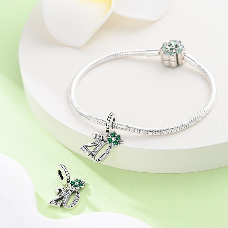 Gioielli da donna con ciondolo numero fortunato 20, perline, accessori fai da te, bracciale in rame placcato argento 925_voghion.com