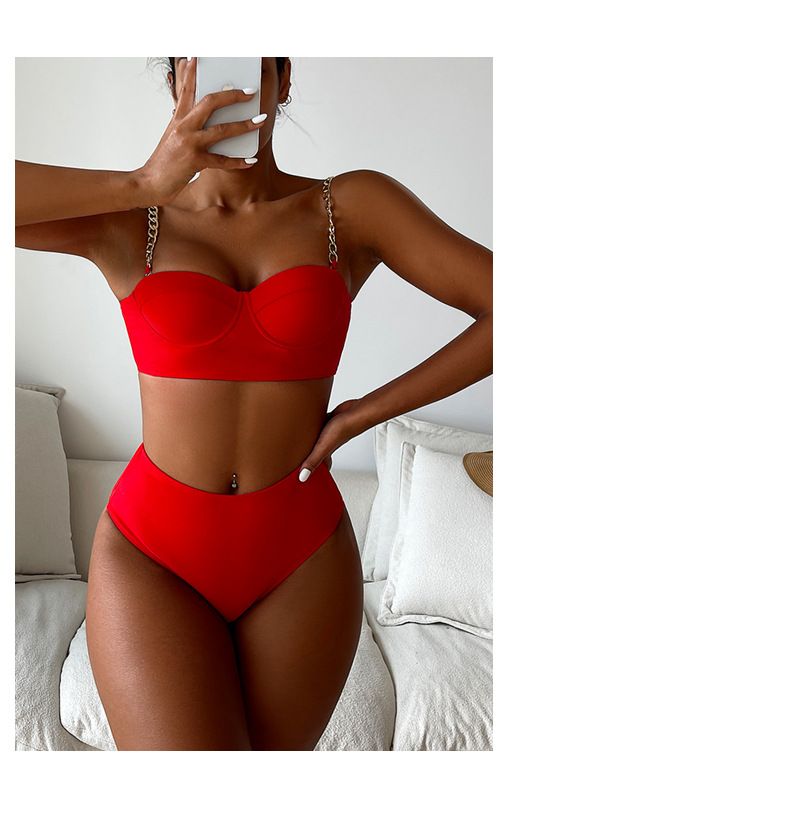 Dameskleding Effen Kleur Bikini Badpak Sexy Split Hoge Taille Buik Bedekkende Bikini Badpak_voghion.com