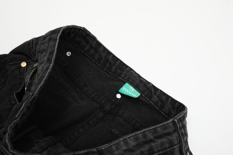 Herrenbekleidung High Street Distressed Jeans für Männer und Frauen Retro-Reißverschluss Multi-Pocket-Design Gerades Bein Ausgestellte Paar Bodenlange Hose_voghion.com