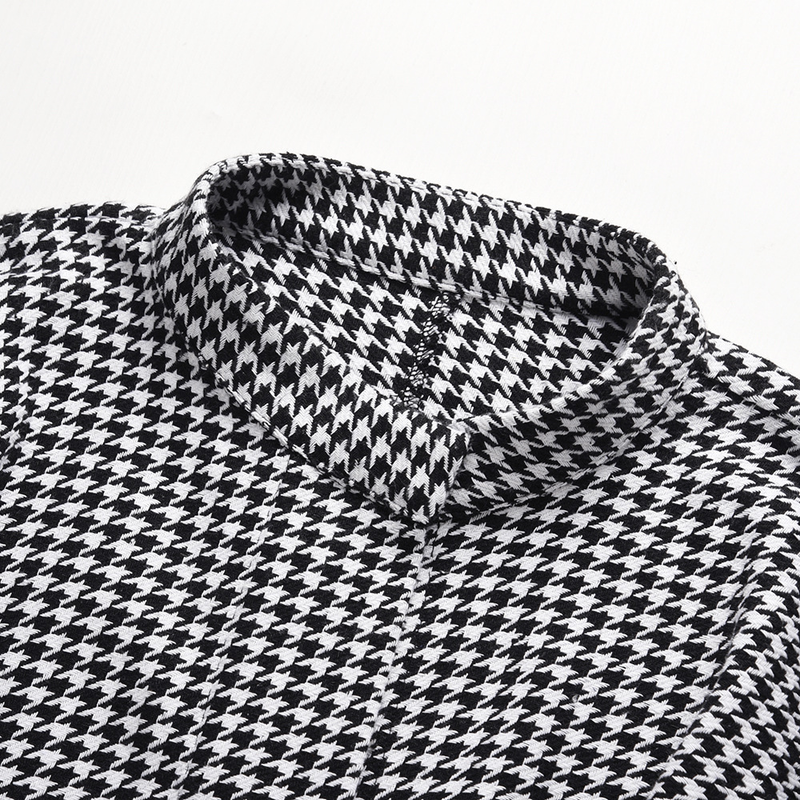 Women's coat houndstooth woolen coat loose tie cape cape top_voghion.com