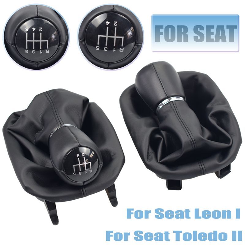 Car Gear Shift Knob Head 5/6 Speed gear shift lever stick with Gaitor Boot Cover SEAT LEON 1 for TOLEDO 2 1998-2005_voghion.com