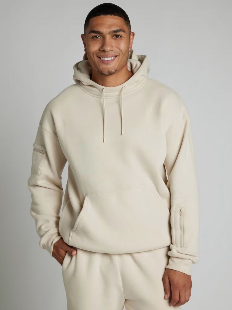 Damenbekleidung: Kapuzenpullover und Jogginghose-Set – einfarbiges Herbst-Winter-Loungewear-Zweiteiler-Outfit mit Schlafmaske_voghion.com