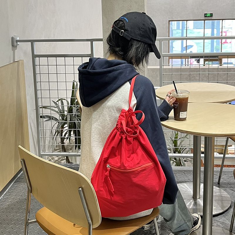 Qiaoge Casual Bag Women, Summer New Large Capacity Drawstring Bucket Bag, Fabric Backpack For Men And Women_voghion.com