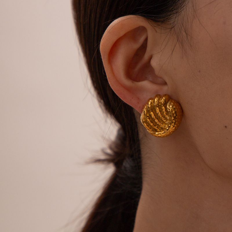 Instagram Titanium Staal Gevlochten Hamerpatroon Oorbellen, 2023 Nieuwe Trendy en Populaire Design Oorbellen_voghion.com