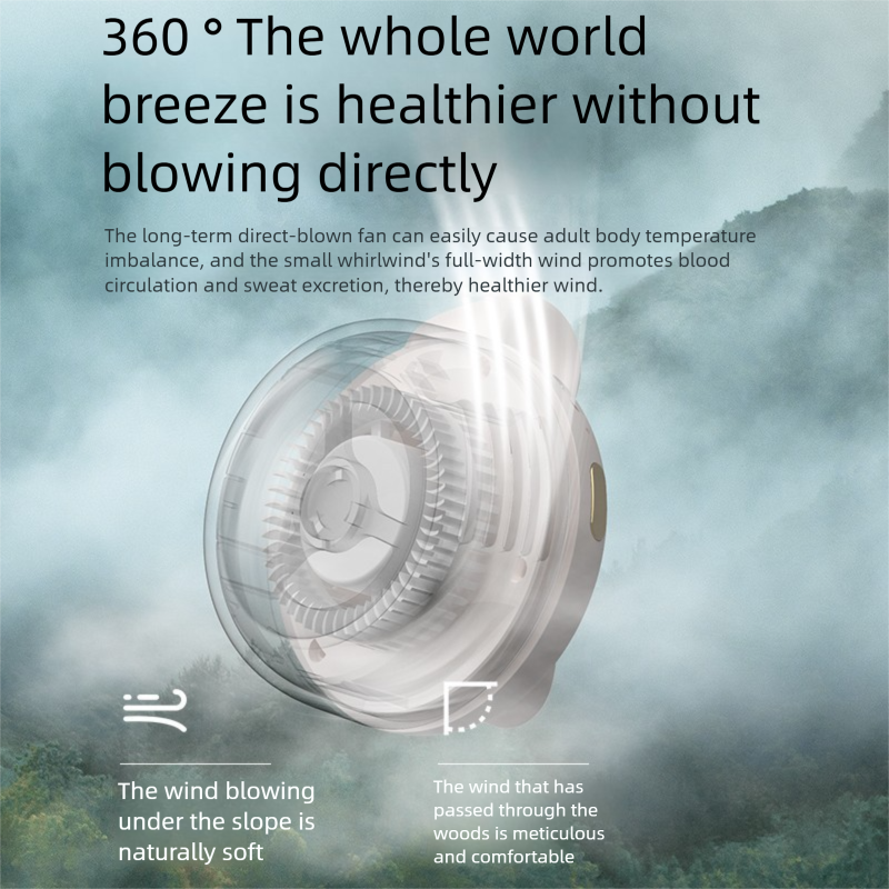 360掳 Bladeless Neck Fan - Portable Rotating Wind Blower For Neck & Waist Personal Cooler_voghion.com
