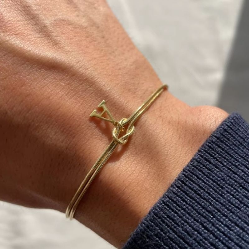 Zircon 26 Letter Bracelet Fashion Concentric Knot Round Snake Bone Bracelet Couple Friendship Hand Jewelry_voghion.com