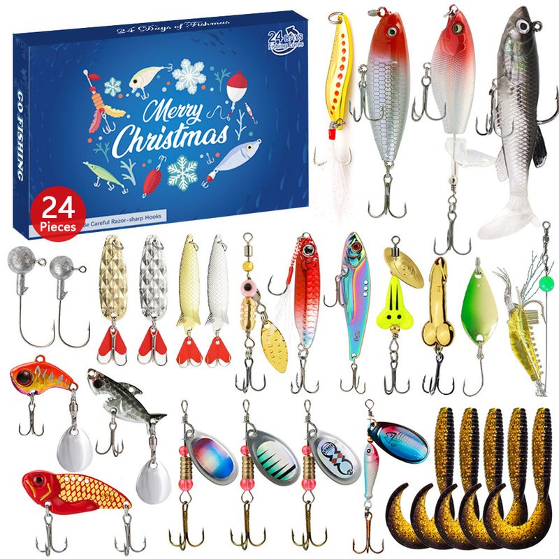 Set di 24 esche morbide per la pesca natalizia, modello 03, per appassionati di pesca._voghion.com