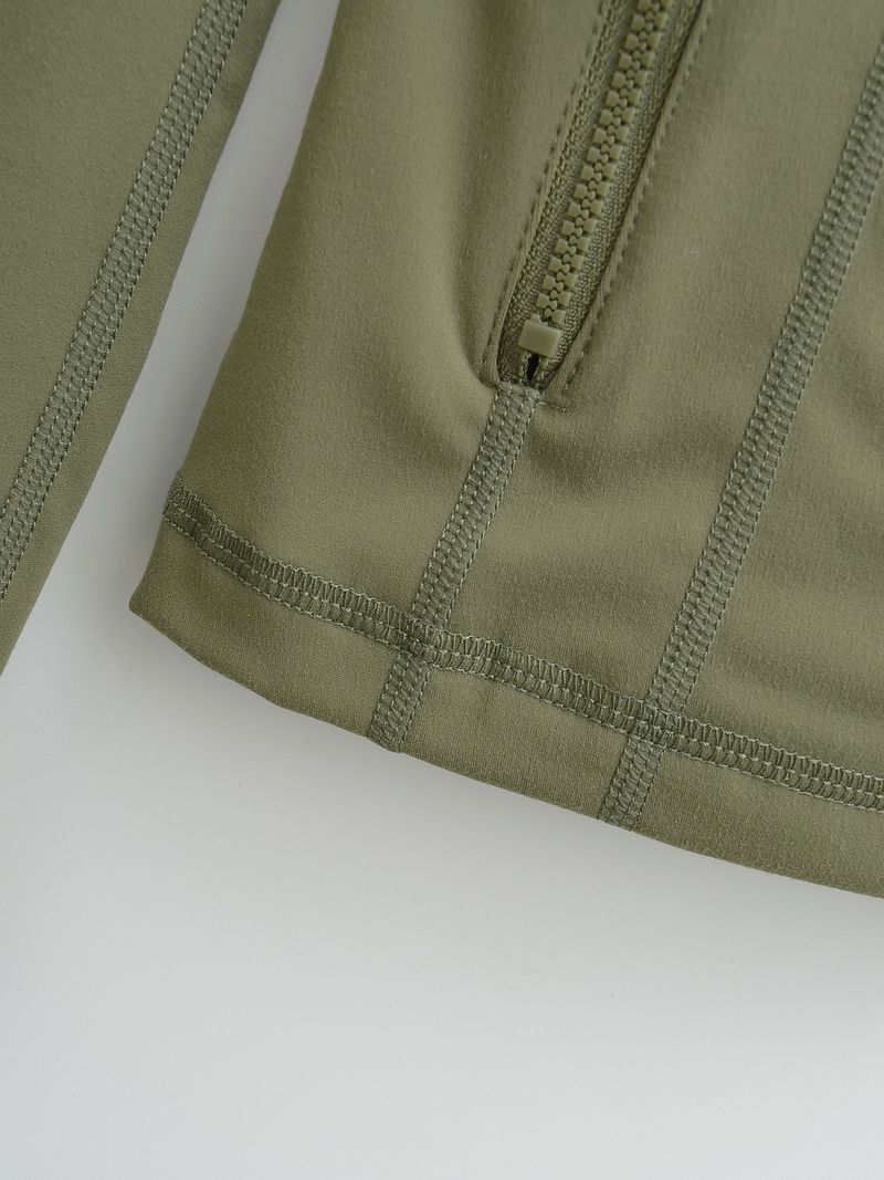Giacca corta da donna con collo alto, maniche lunghe, cuciture yoga, vita sottile_voghion.com