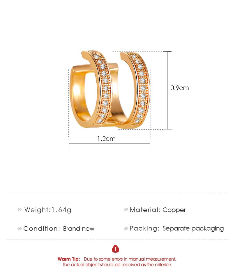 Vendita calda Zircone Orecchino Clip Freddo Vento Regolabile Non-foro auricolare Doppio Strato Orecchino Clip Design Senso Orecchini Donne Coreane_voghion.com