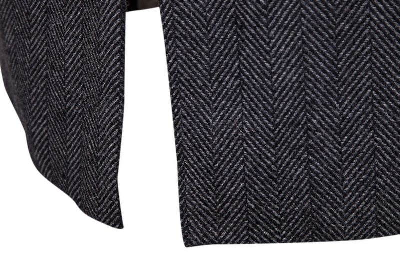Herrenbekleidung Mantel langer Stil Männer gefälschte zwei Fischgräten-Tweed-Mantel-Trenchcoat_voghion.com