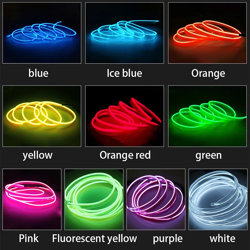 Auto Innenraum LED Nachtlichter dekorative Lampe EL Verdrahtung Neon Streifen für Auto DIY flexible Umgebungslicht USB Party_voghion.com