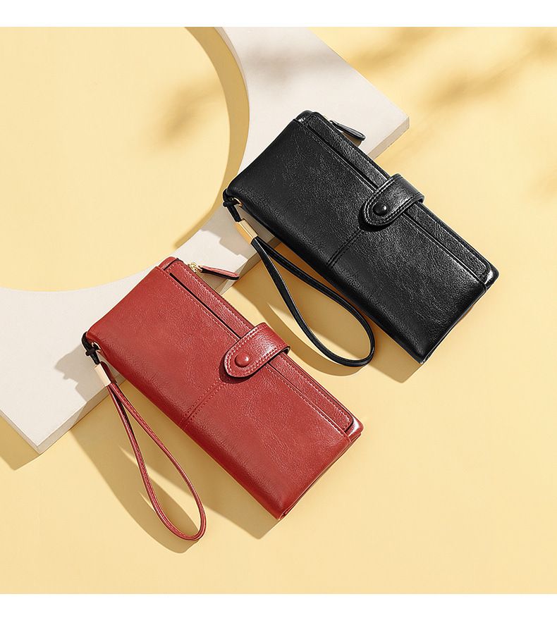 Cartera de cuero retro japonesa para mujer: billetera plegable ultrafina con monedero con cremallera y múltiples ranuras para tarjetas._voghion.com